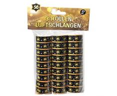 Luftschlangen 3er Packung schwarz gold Zahl 50 1,4cmx3,90 Meter