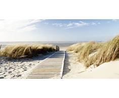 Artland Echt-Glas-Wandbild Deco Glass Eva Gruendemann Nordseestrand auf Langeoog - Steg Landschaften Strand Fotografie Creme A6WY