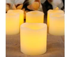 LED Lytes Flammenlose Batteriebetriebene Kerzen, Packung mit 6 Stück Elfenbeinwachs und Yellow Flame 5cm x 5cm