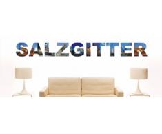 Wandtattoo farbige Wandschrift Städtename Salzgitter mit Sehenswürdigkeiten 80 x 8 cm Länge