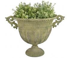 Esschert Design Aged Metal Grün Vase oval L aus veraltetem Metall, 46,3 x 28,0 x 31,5 cm