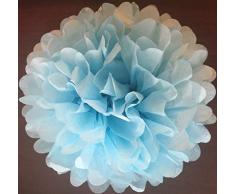 Matissa , 25 cm, Hellblau, Pom Pom/Pompons aus Seidenpapier, 10 Stück, Hochzeit, Partydekoration, über 20 Farben zur Auswahl