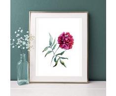 Din A4 Kunstdruck - ungerahmt - Pfingstrose Blume Blüte Peony Aquarell Romantik Landhaus Stil Pink Druck Poster Bild