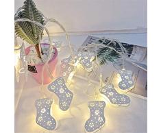 Wankd Lichterketten, Weißer Weihnachtsstrumpf Lichter Batteriebetriebene 2,3M 10 LED-Weißlichter für Schlafzimmer, Party, Hochzeit, Interieur, Korridor, Garten, Hof, Festivaldekoration