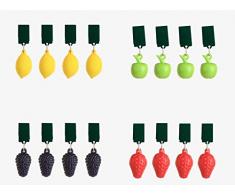 EsschertDesign 16 STK Tischdeckenbeschwerer Obst bunt farbig Tischdeckenklammern Gewichte schwer Tischdecken Hänger Tischdeckenklammern Äpfel Zitronen Weintrauben Erdbeeren