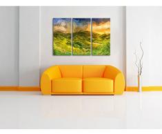 eine Berg Farm in Asien Kunst Pinsel Effekt 3-Teiler Leinwandbild 120x80 Bild auf Leinwand, XXL riesige Bilder fertig gerahmt mit Keilrahmen, Kunstdruck auf Wandbild mit Rahmen, gänstiger als Gemälde oder Ölbild, kein Poster oder Plakat