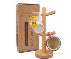 Fgasad Einfacher Becherhalter aus Massivholz, Tassenhalter, Baumständer, Organizer, Küchenregal, Aufbewahrung, Glas, Becherhalter, sicher, 6er-Set