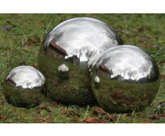 Set: 3 Stück Dekokugel, Gartenkugel Galaxy in silber aus Edelstahl, Ø ca. 9 cm, 13 cm und 27 cm