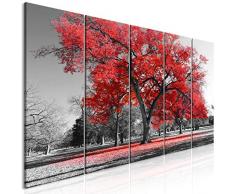 decomonkey Bilder Baum 200x80 cm 5 Teilig Leinwandbilder Bild auf Leinwand Wandbild Kunstdruck Wanddeko Wand Wohnzimmer Wanddekoration Deko Landschaft Natur