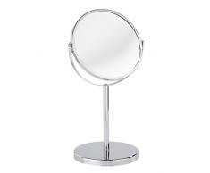 WENKO 16892100 Kosmetik-Standspiegel Assisi - klappbar, Spiegelfläche ø 16cm, 300% Vergrößerung, Stahl, 18.5 x 34.5 x 15 cm, Chrom