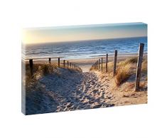 Weg zum Nordseestrand Bilder auf Leinwand Poster Wandbild Poster Fotografie | Wandbild im XXL Format | Kunstdruck in 100 cm x 70 cm | Bild Strand Dünen Meer Nordsee (Farbig)