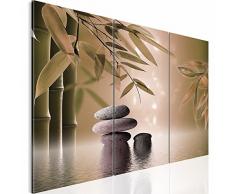 Runa Art Bilder Feng Shui Steine Wandbild 120 x 80 cm Vlies - Leinwand Bild XXL Format Wandbilder Wohnzimmer Wohnung Deko Kunstdrucke Braun 3 Teilig - Made IN Germany - Fertig zum Aufhängen 501931b