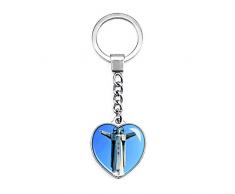 Hqiyaols Keychain Vietnam Jesus Christus Statue Vung Tau Schlüsselkette Kreative Doppelseitige Herz-Kristall-Schlüsselkette Tourist Souvenir Metal