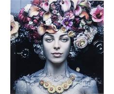 Kare 51438 Bild Glas Flower Art Lady 80x80cm, Mehrfarbig, One Size