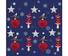 Susy Card 11384633 Serviette, Tissue bedruckt, eingeschweißt, 3-lagig, Motiv Weihnachtsschmuck, 33 x 33 cm, 20-er Packung, blau