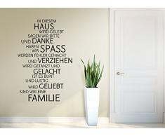 Grandora W991 Wandtattoo Familie Haus Lachen Liebe Spruch Wand Deko Aufkleber weiß (BxH) 58 x 87 cm