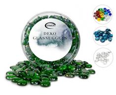 Erment - Hübsche Glasnuggets grün- 800g – formschön & sauber – Glas Muggelsteine, Dekosteine I Deko, Vase, Legematerial, basteln etc.
