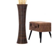 Leewadee Große Bodenvase für Dekozweige hohe Standvase Design Holzvase 90 cm, Mangoholz, braun