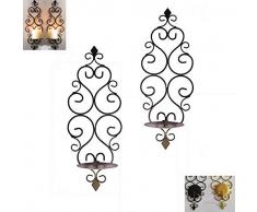 HYwot Satz Von 2 Wandkerzenleuchter, Eisen Hängende Wandleuchte Wandkerzenhalter Für Heimtextilien, Hochzeit, Party,Schwarz