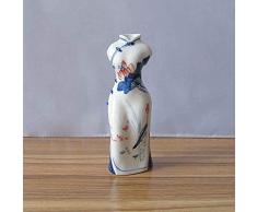 Blaue und weiße Porzellanvase Porzellan Handwerk Keramik handbemalt kreative Cheongsam Wohnzimmer Weinschrank Dekorationen kleine Ornamente,B