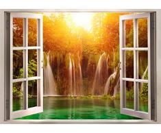 murando® 3D WANDILLUSION 140x100 cm Wandbild Fototapete Poster XXL Fensterblick Vlies Leinwand Panorama Bilder Dekoration Natur Landscape