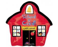 amscan 1995001 Folienballon Junior Shape Schulhaus, Mehrfarbig