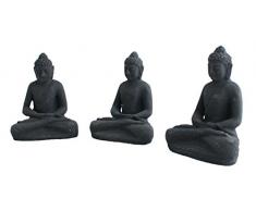 Dekofigur Buddha 3er Set aus Stein Meditation Feng Shui Gartenfigur Dekoration