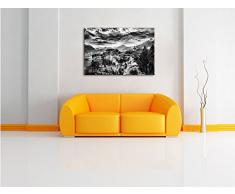Monocrome, Gigantisches Dorf in China, Format: 80x60 auf Leinwand, XXL riesige Bilder fertig gerahmt mit Keilrahmen, Kunstdruck auf Wandbild mit Rahmen, günstiger als Gemälde oder Ölbild, kein Poster oder Plakat