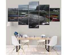 LIVELJ Poster,5 Teilig Leinwand stück Kunstdruck modern Wand Aufhängen Home Dekoration Bild Design HD Panel/Nürburgring-Rallye/Mit Holzrahmen