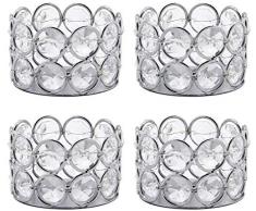 VINCIGANT Teelichthalter, Kerzenständer Silber Kristall, Party Deko 4er Set