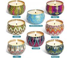 TKLake 8 STÜCKE Duftkerzen Geschenkset, natürliche Soja Wachs Frauen Geschenk für Stressabbau Geburtstag Bad Yoga Geburtstag Weihnachten Xmas Party Jubiläum (8PCS)