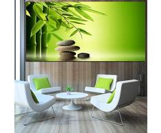 PLjVU Drucken Sie Bilder von Landschaft modernen Wandbild Wohnzimmer Sofa auf Zen Stein Bambus Wasser Feng Shui Ölgemälde Leinwand-Ohne Rahmen50X100cm