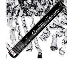 10x Konfetti-Shooter Luftschlangen Shooter Party Popper silberfarbene Folienstreifen Konfetti Kanone Länge 40 cm ! Hochzeit. Von Haus der Herzen.