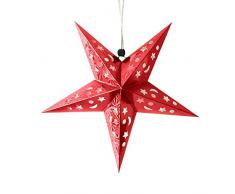 uBabamama Weihnachtsdeko, 1 Stück, Bunte Laser, fünfzackige Papierstern-Dekorationen, Baumschmuck, Wand-Dekoration, für Erntedankfest, Weihnachten, Hochzeit, Party, 30 cm, rot, Einheitsgröße