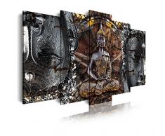 Dekoarte 83 - Modernes Bild auf Leinwand, die auf einem 5-teiligen Holzrahmen montiert ist, Zen-Feng Shui Stil Buddah, 150x80cm