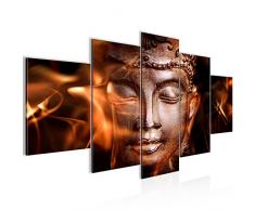 Runa Art Bilder Buddha Feng Shui Wandbild 200 x 100 cm Vlies - Leinwand Bild XXL Format Wandbilder Wohnzimmer Wohnung Deko Kunstdrucke Braun 5 Teilig - Made IN Germany - Fertig zum Aufhängen 502451a
