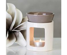 Duftlampe Aromabrenner DUO aus Keramik · weiß/grau Höhe 11 cm · Ø 8,5 cm