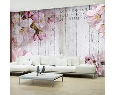 murando - Fototapete Blumen 350x256 cm - Vlies Tapete - Moderne Wanddeko - Design Tapete - Wandtapete - Wand Dekoration - Blume rosa pink Holz Bretter b-A-0202-a-b