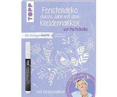 Vorlagenmappe Fensterdeko mit dem Kreidemarker - Durchs Jahr mit Pia Pedevilla. Inkl. Original Kreidemarker von Kreul: 7 Vorlagenbögen mit Motiven in Originalgröße plus sämtliche Motive als Download