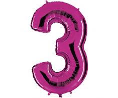 Folienballon Zahl 3 Lila - Riesenbuchstabe XXL Ballon Für Luft Und Helium Zum Geburtstag, Hochzeit, Party, Dekoration