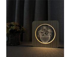 3D Nachtlicht, Holzvase Geschnitzt Dekoration Usb Warmweißes Licht Schlaflampe Nachttischlampe, Kinder Geschenke Für Erwachsene