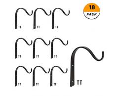 10 Stück Eisen Wandhaken Pflanzenhalterung Blumenampelhalter Eisen Blumenampel Wandhalter Haken,zum Aufhängen von Pflanzer Vogelhäuschen Laterne Windspiele Wandleuchter