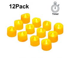 Led Teelicht Led Kerze, Adoric 12 x Led flammenlose Kerzen led Teelicht mit Timer elektrische flackernde batteriebetriebene Kerzen für Halloween Weihnachtsdeko Party Hochzeit, warm weiß
