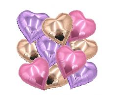 ballonfritz® Herzballons Set in Rosegold / Violett (Flieder) / Rosa 10-TLG. - XXL 18 Folienballon-Set als Hochzeit Deko, Geschenk oder Liebes-Überraschung zum Valentinstag