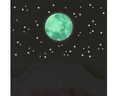 Wandkings Leuchtaufkleber "Mond im Set mit 250 Sternen" - Wandsticker - Fluoreszierend & im Dunkeln leuchtend