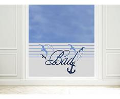 GRAZDesign Sichtschutzfolie Fenster Maritim, Klebefolie Fenster Badezimmer, Glasfolie Bad, Fensterfolie Möwen, 90x57cm