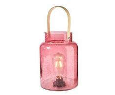 Windlicht LED Garten Glas - Hochwertig & Dekorativ - Sommerliche Laterne/Glaswindlichter zum Aufhängen & Stellen (Groß: Ø17cm H24cm, Bordeaux)