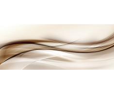 Artland Glasbilder Wandbild Glas Bild einteilig 125x50 cm Querformat Moderne Kunst Abstrakt Modern Rauch Welle Braun T9LI
