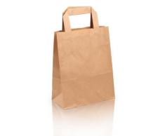 250 Papiertragetaschen Papiertaschen Tüten Papiertüten Tragetaschen braun 18 + 8 x 22 cm