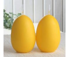 CandleCorner Eikerzen 2er-Set Eikerze, mittel, Größe 2, ca. 9 x 6 cm, zitronengelb